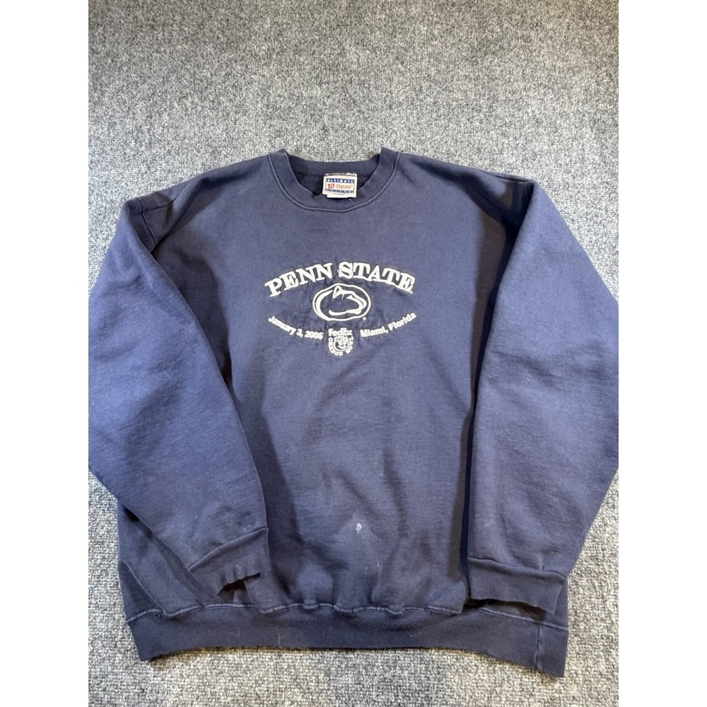 Vintage Penn State Nittany Lions 2006 Orange Bowl Hanes Sweatshirt Navy Blue XL
